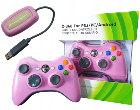 PAD BEZPRZEWODOWY XBOX 360 PINK Z WIBRACJAMI+ODB.