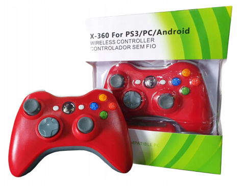 PAD BEZPRZEWODOWY XBOX 360 RED Z WIBRACJAMI+ODB.