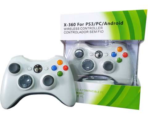 PAD BEZPRZEWODOWY XBOX 360 WHITE Z WIBRACJAMI+ODB.