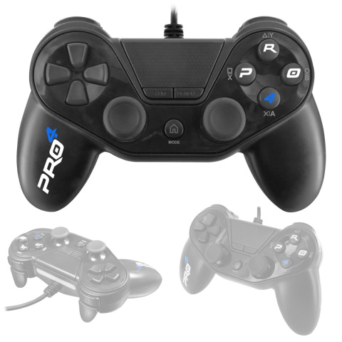 Kontroler przewodowy pad gamingowy do PS3, PS4, PC czarny