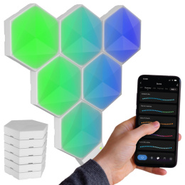 LAMPA GAMINGOWA HEXAGON ŚCIENNA RGB PLASTER MIODU